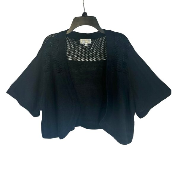 Robbie Bee Shrug 18W Black Cropped Cardigan Short Sleeve New - Picture 1 of 5